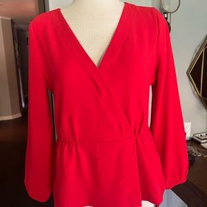 Red peplum blouse JCrew